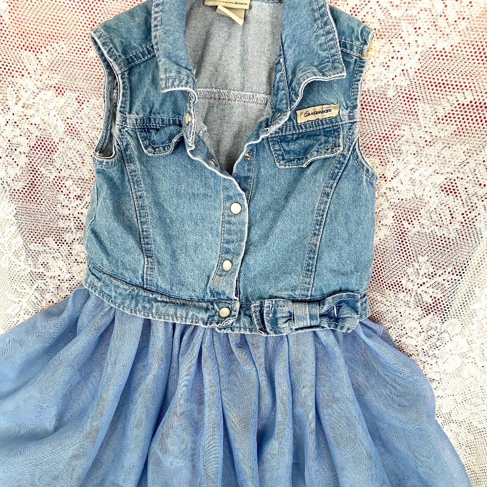 Jean Dress, Lace Ruffle Calvin Klein